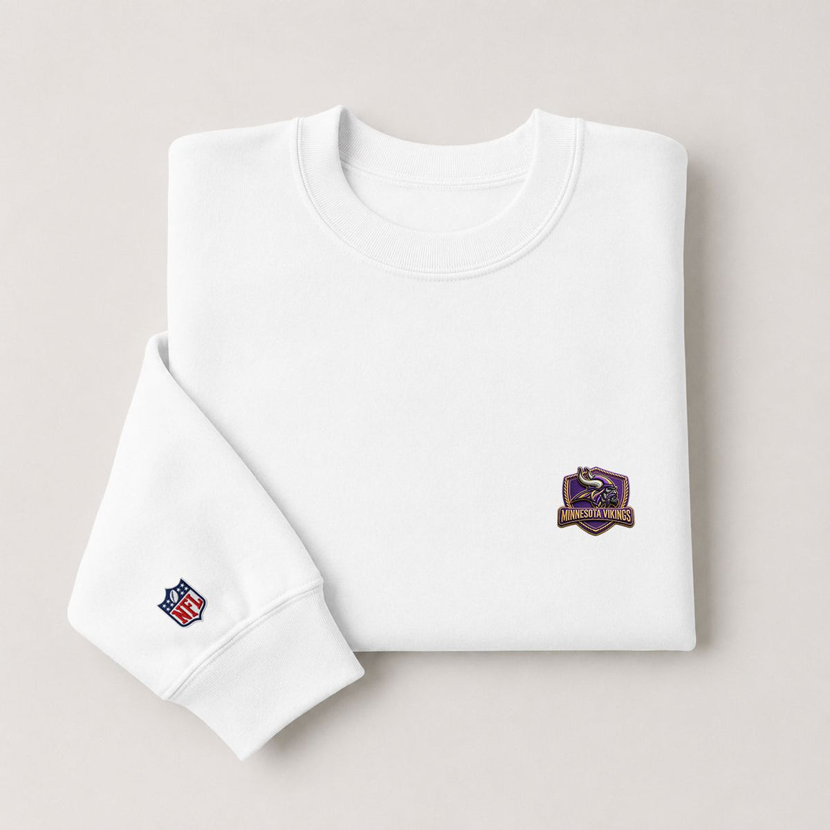 Minnesota Vikings Embroidered Logo Crewneck Sweatshirt - Unisex Adult Pullover