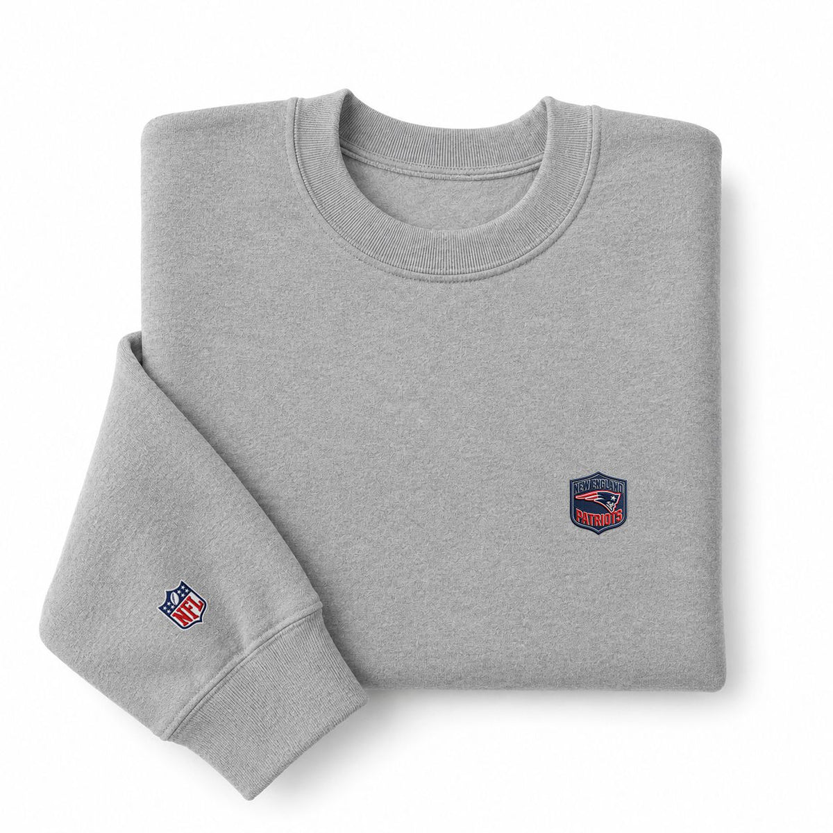New England Patriots Embroidered Logo Crewneck Sweatshirt - Unisex Adult Pullover
