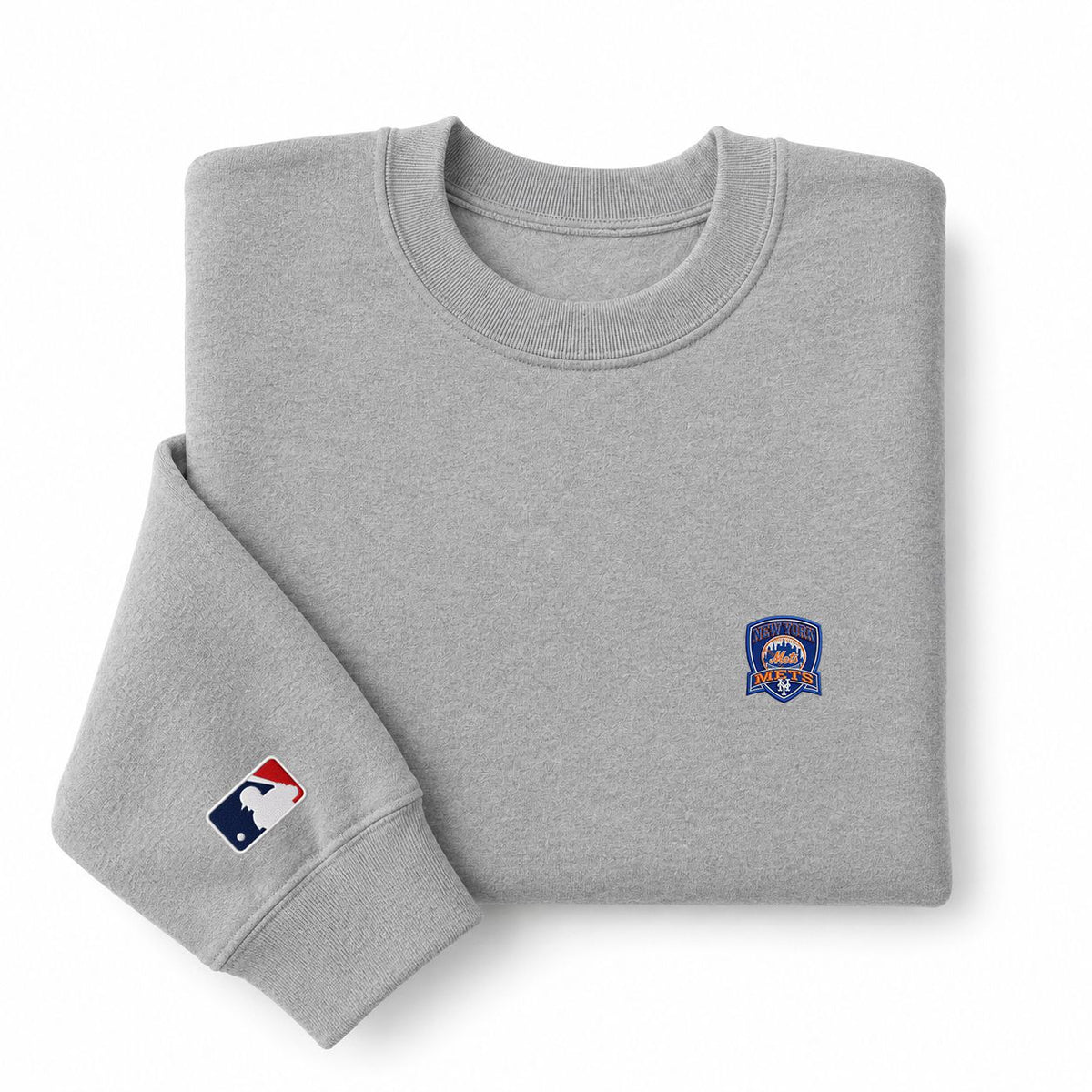 New York Mets Embroidered Logo Crewneck Sweatshirt - Unisex Adult Pullover