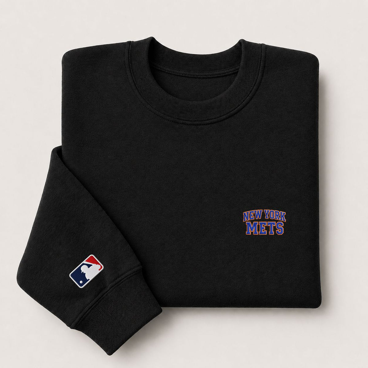 New York Mets Embroidery Embroidered Logo Crewneck Sweatshirt - Unisex Adult Pullover