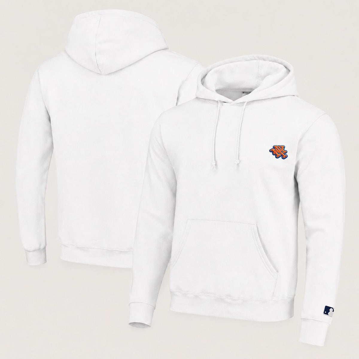 New York Mets Logo Pullover Hoodie - Embroidered Logo Fleece Sweatshirt