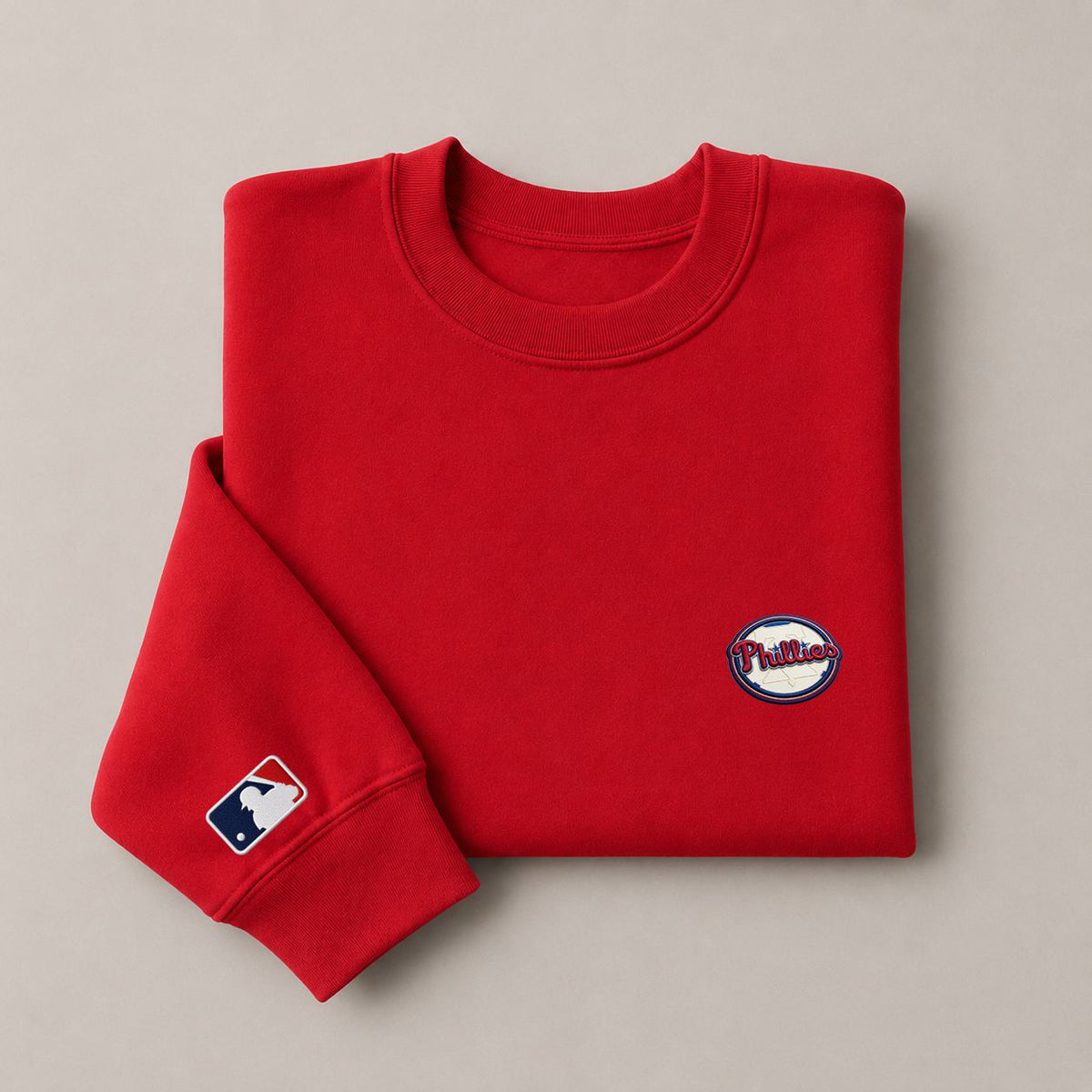 Philadelphia Phillies Logo Embroidered Logo Crewneck Sweatshirt - Unisex Adult Pullover