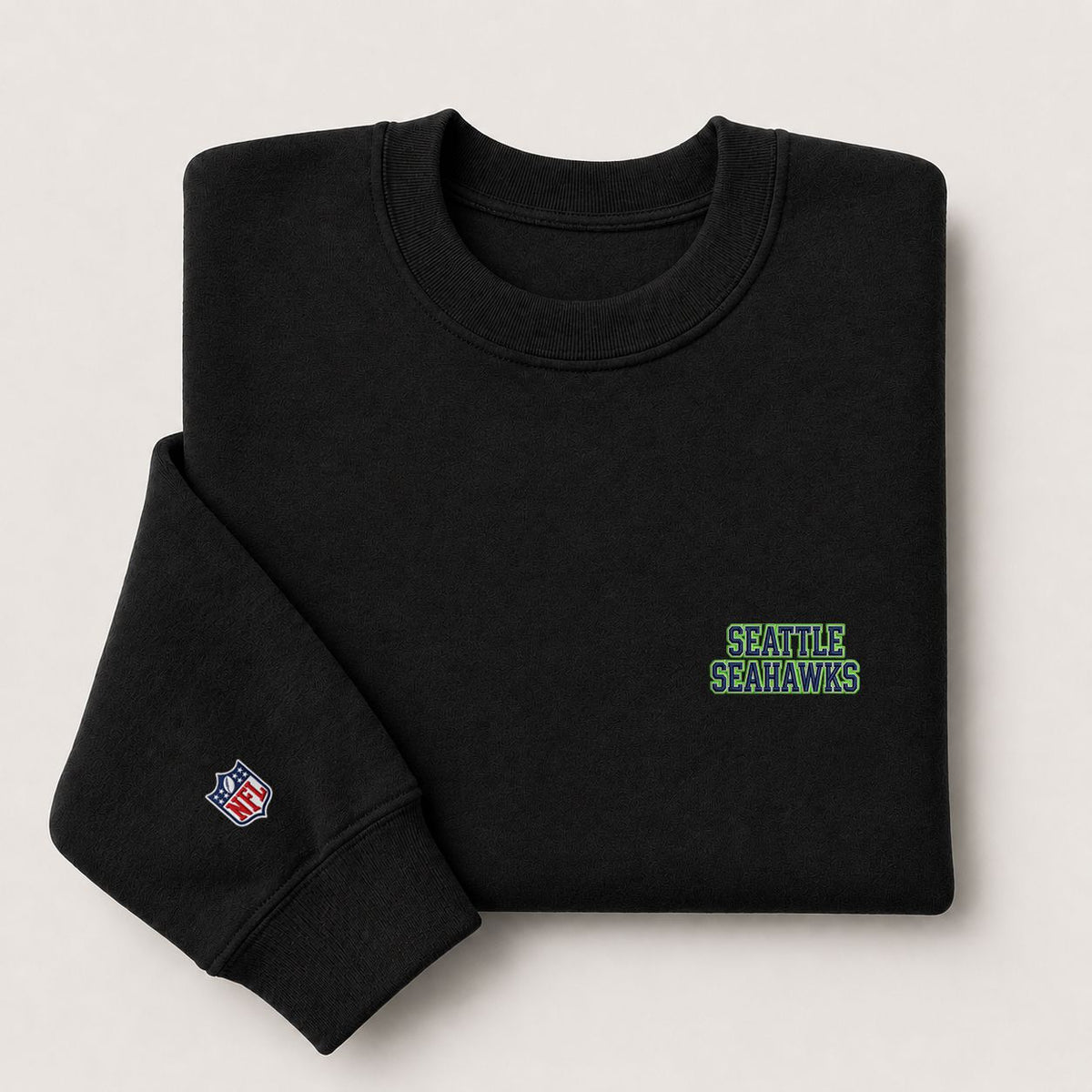 Seattle Seahawks Embroidery Embroidered Logo Crewneck Sweatshirt - Unisex Adult Pullover