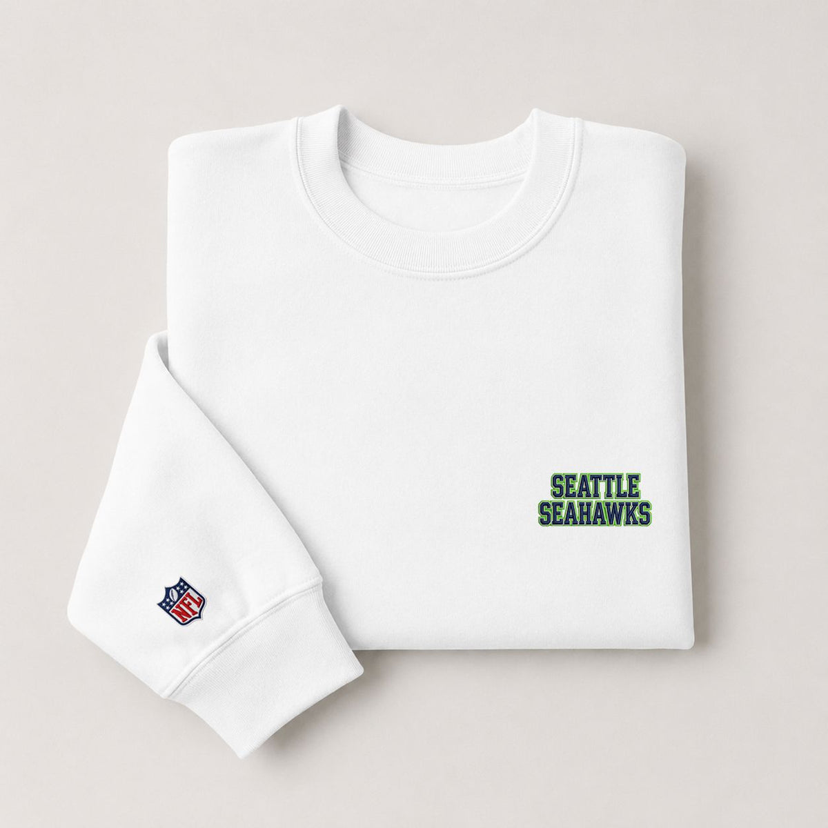 Seattle Seahawks Embroidery Embroidered Logo Crewneck Sweatshirt - Unisex Adult Pullover