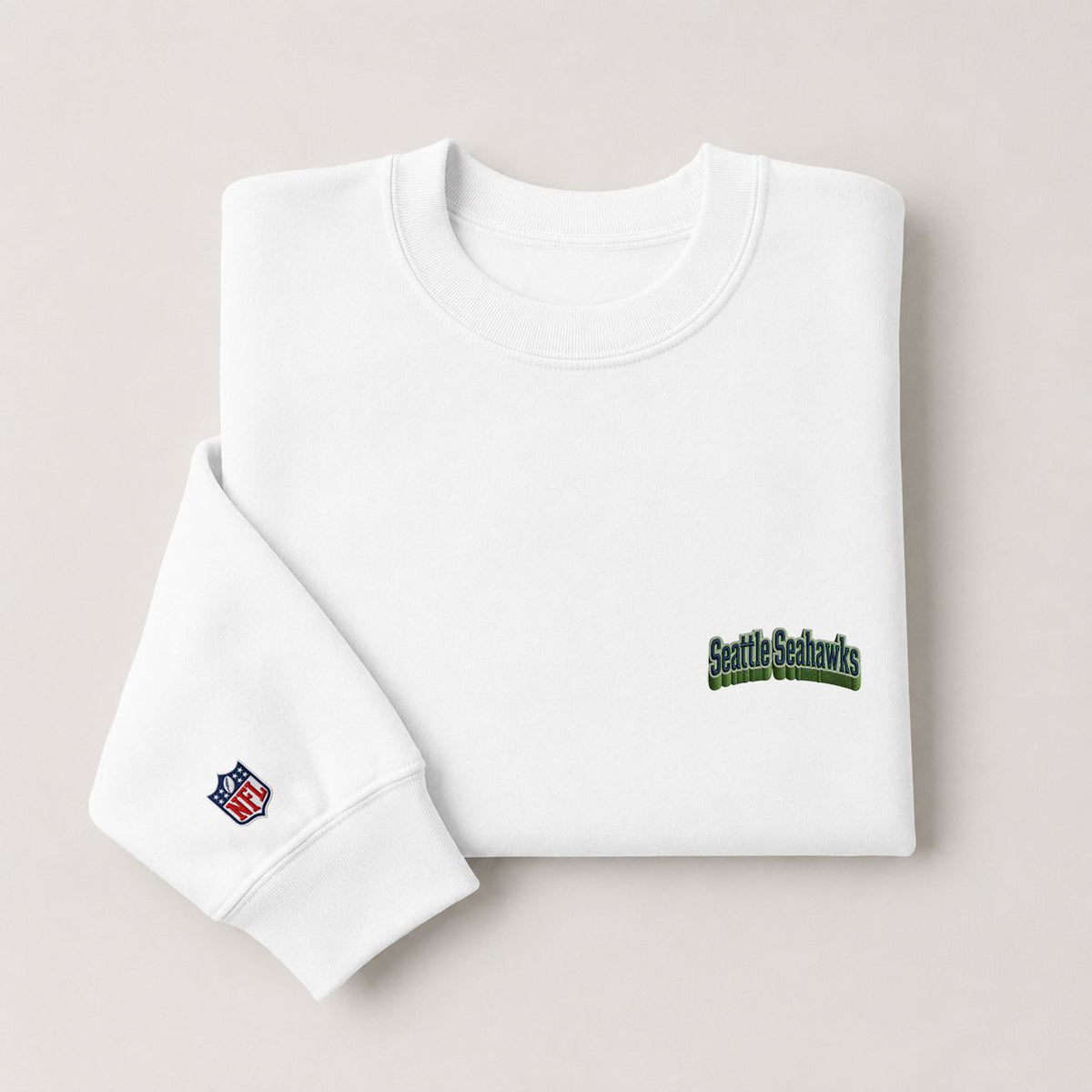 Seattle Seahawks Embroidery Embroidered Logo Crewneck Sweatshirt - Unisex Adult Pullover