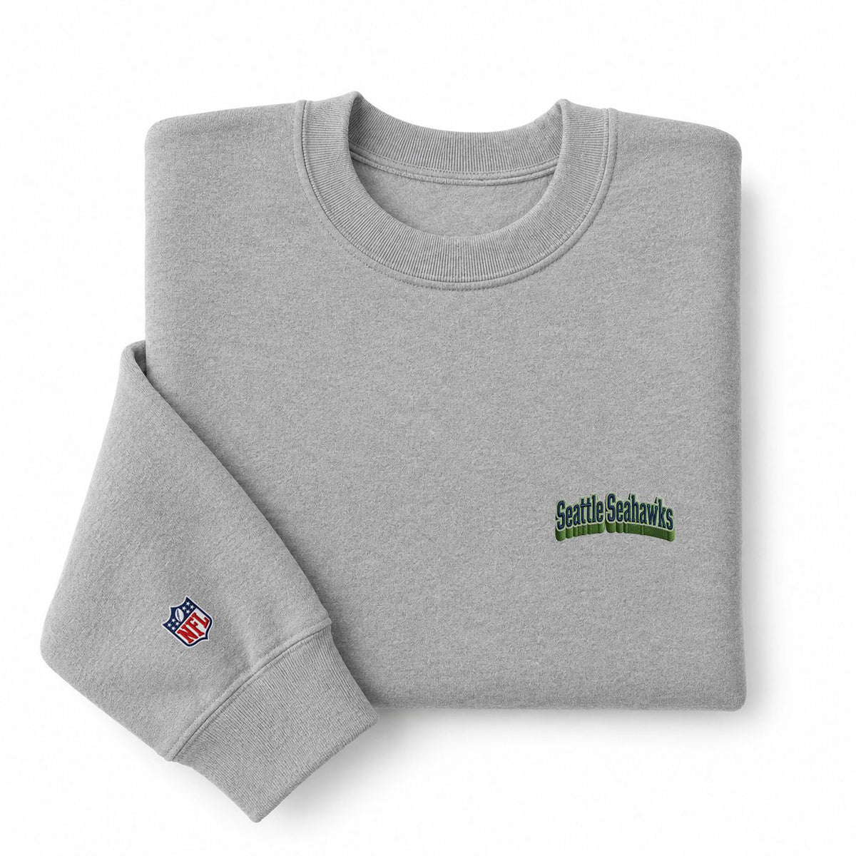 Seattle Seahawks Embroidery Embroidered Logo Crewneck Sweatshirt - Unisex Adult Pullover