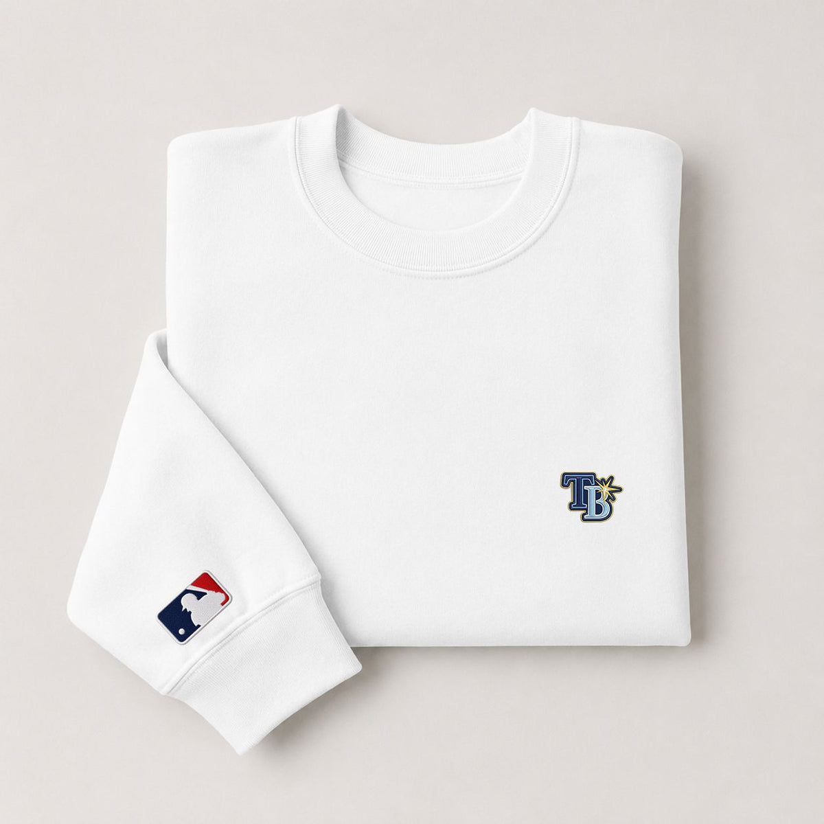 Tampa Bay Rays Logo Embroidered Logo Crewneck Sweatshirt - Unisex Adult Pullover
