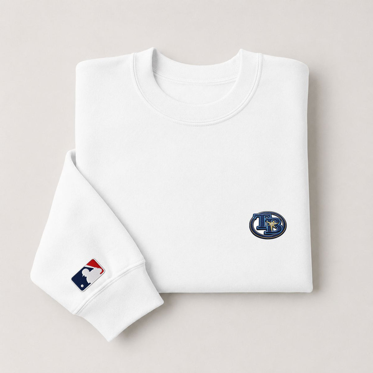 Tampa Bay Rays Logo Embroidered Logo Crewneck Sweatshirt - Unisex Adult Pullover