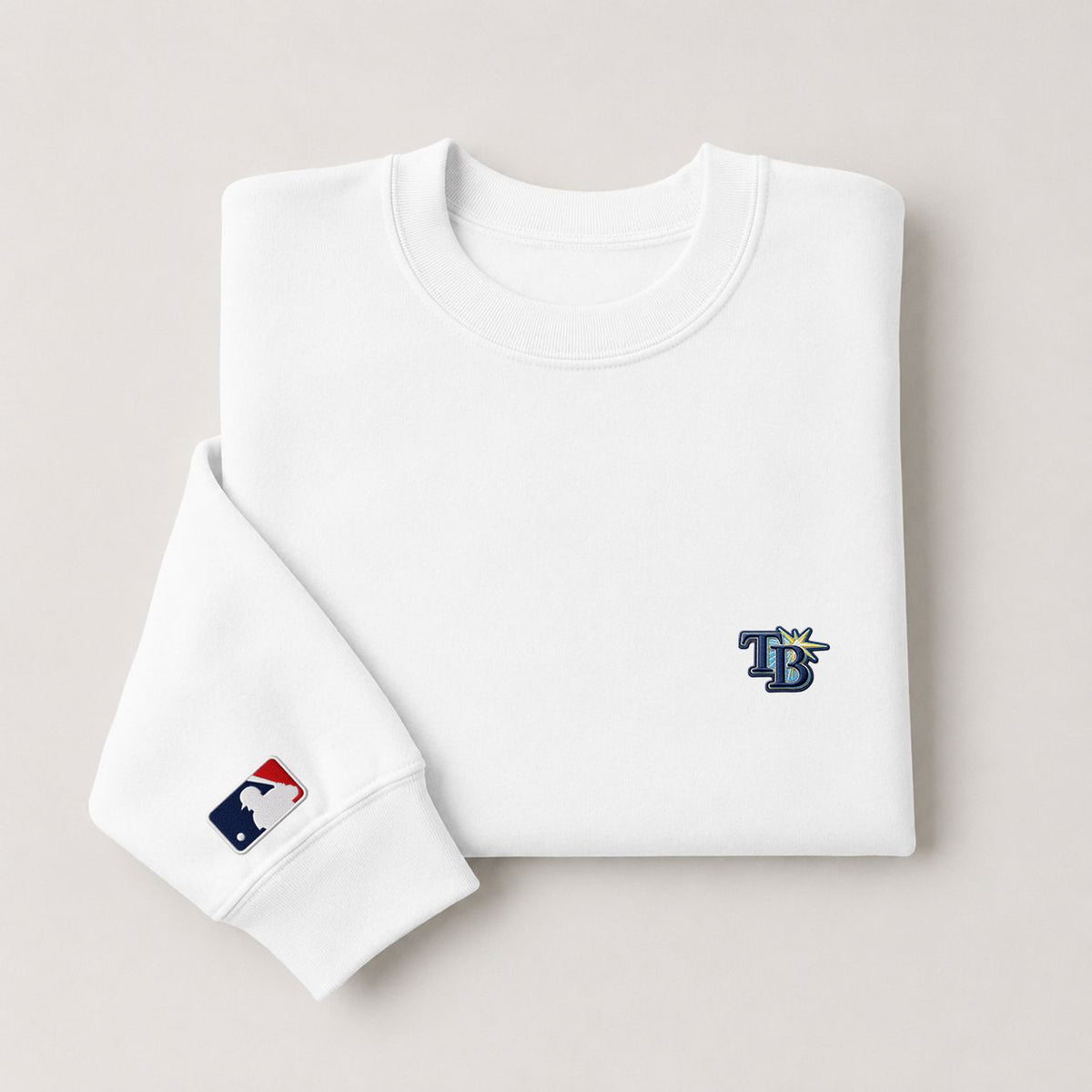 Tampa Bay Rays Logo Embroidered Logo Crewneck Sweatshirt - Unisex Adult Pullover