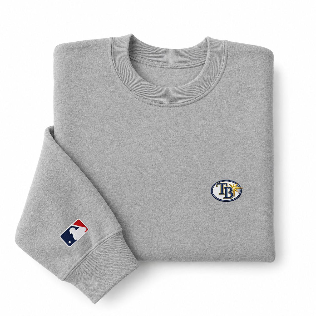 Tampa Bay Rays Logo Embroidered Logo Crewneck Sweatshirt - Unisex Adult Pullover