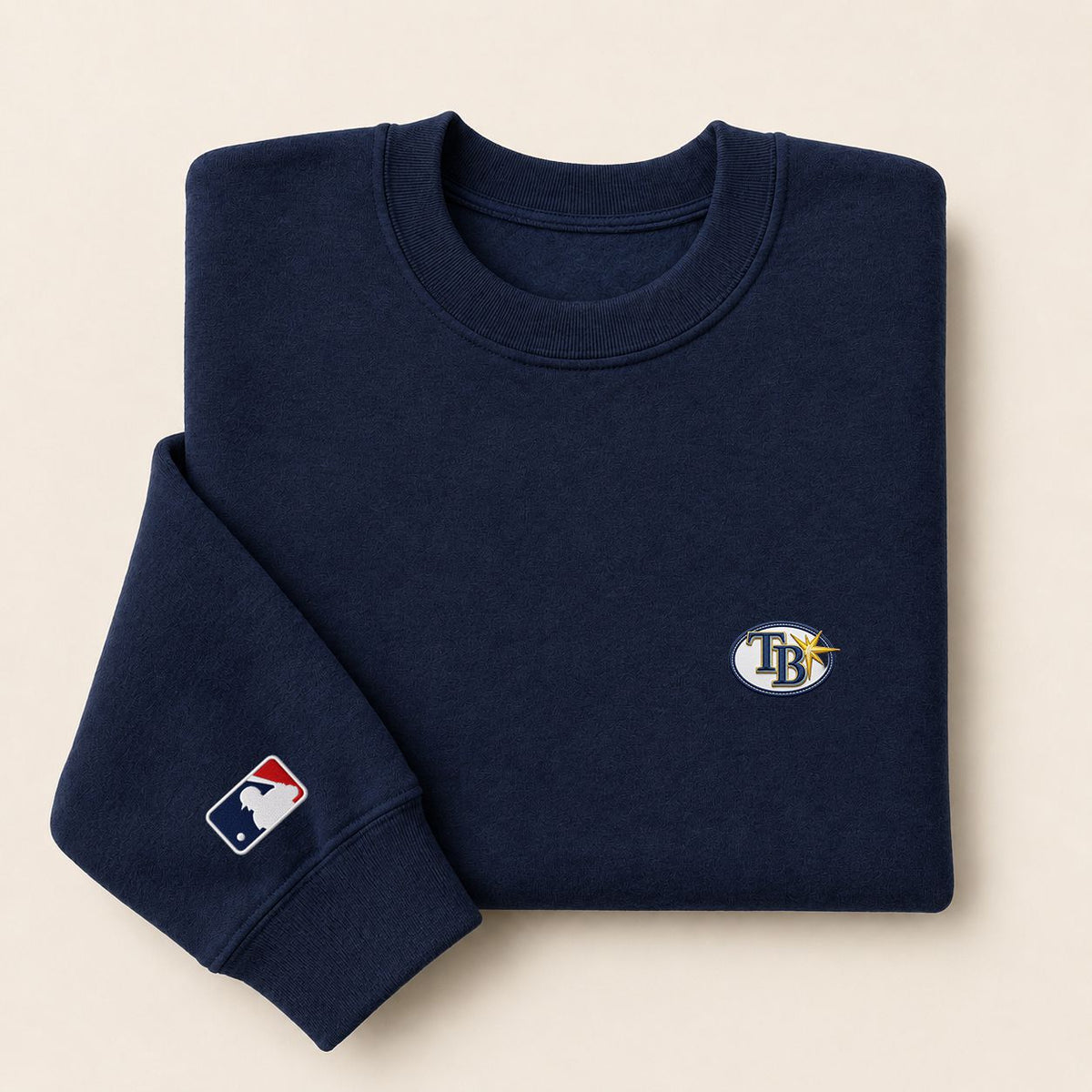 Tampa Bay Rays Logo Embroidered Logo Crewneck Sweatshirt - Unisex Adult Pullover