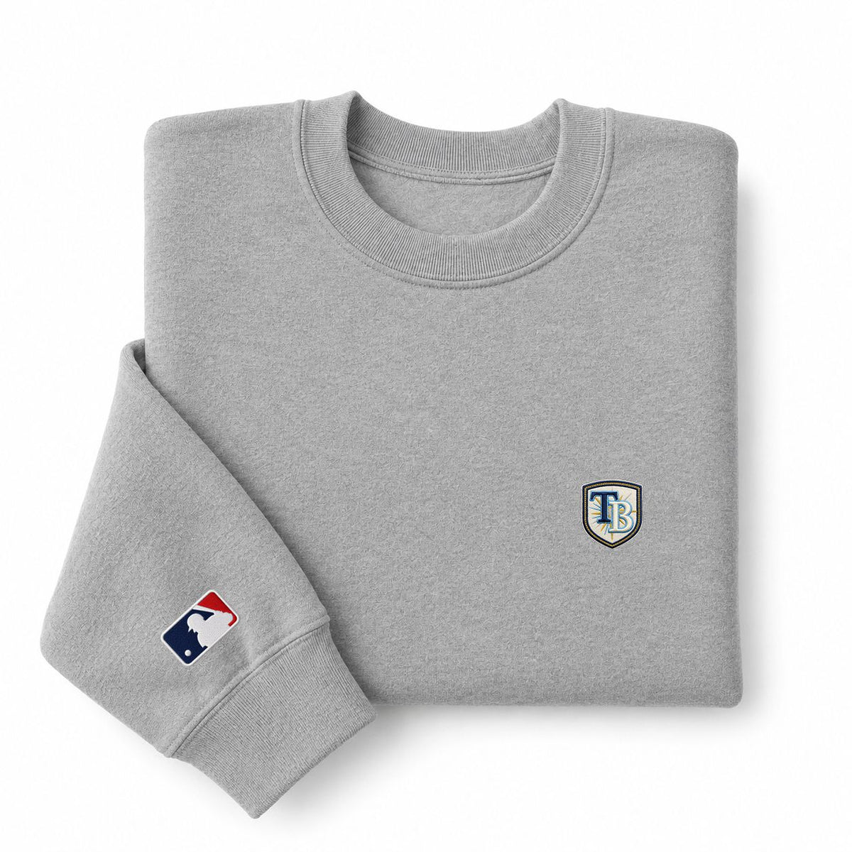 Tampa Bay Rays Logo Embroidered Logo Crewneck Sweatshirt - Unisex Adult Pullover