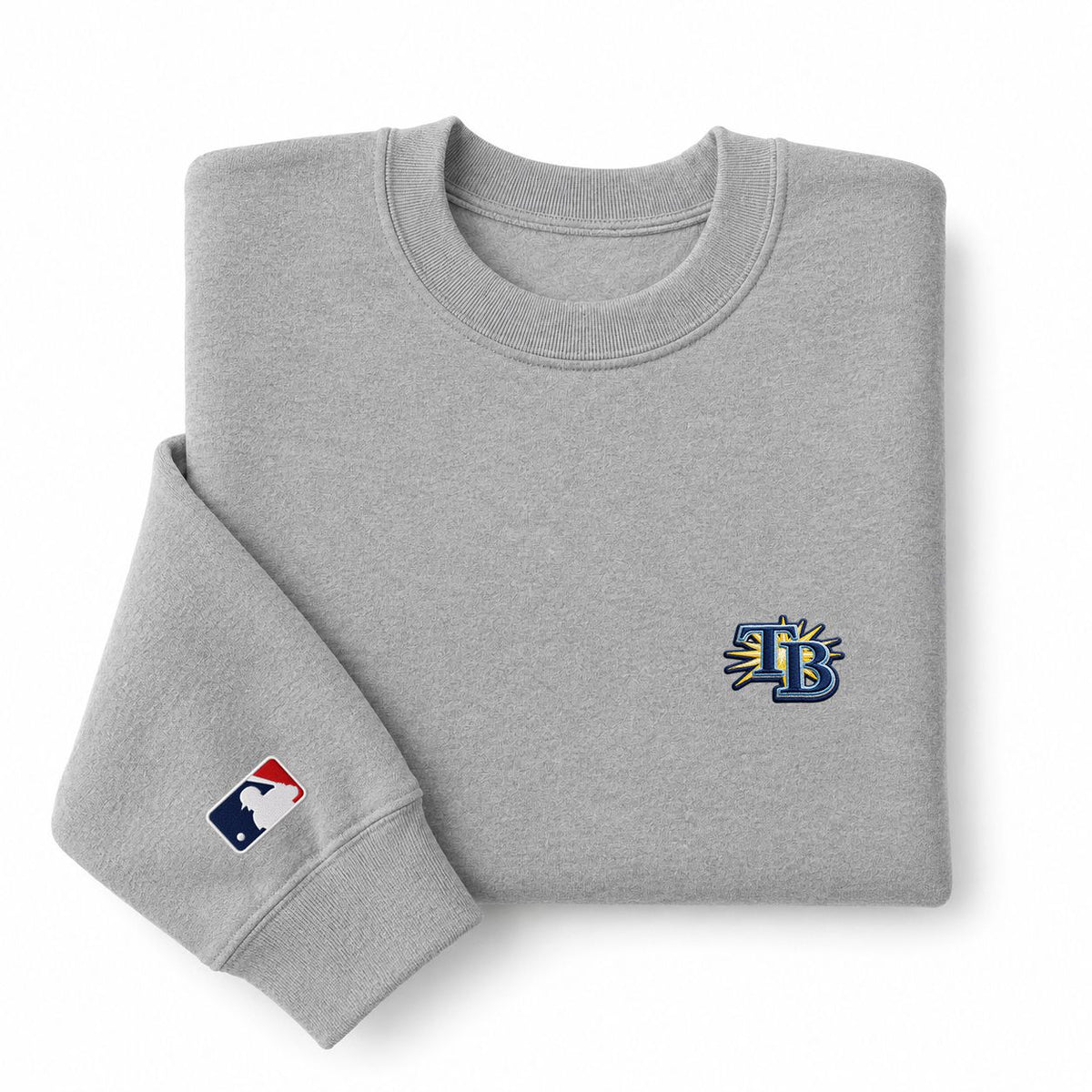 Tampa Bay Rays Logo Embroidered Logo Crewneck Sweatshirt - Unisex Adult Pullover