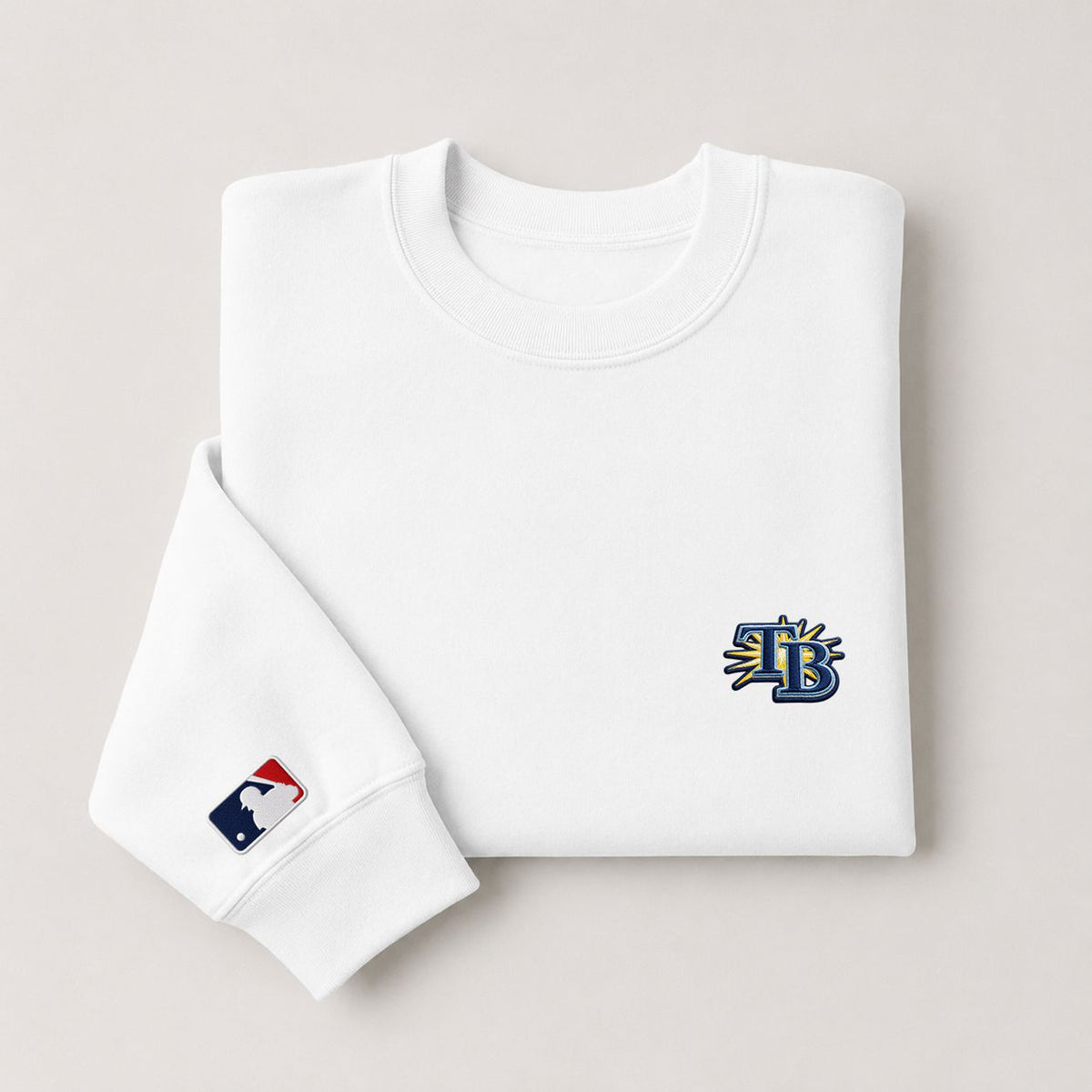 Tampa Bay Rays Logo Embroidered Logo Crewneck Sweatshirt - Unisex Adult Pullover