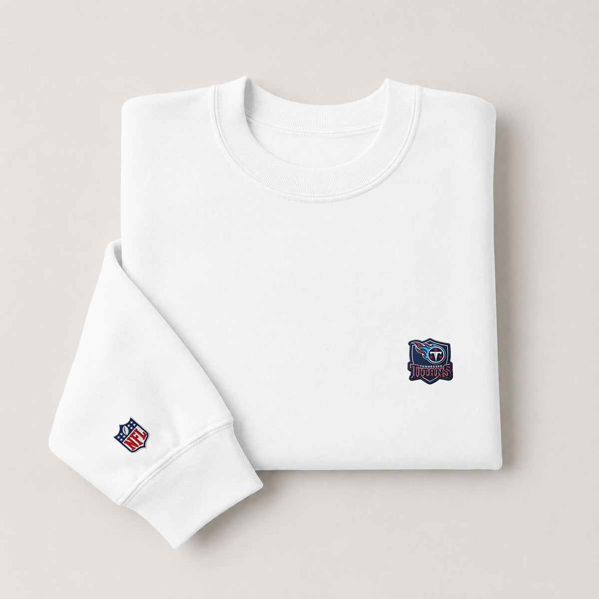 Tennessee Titans Embroidered Pat Embroidered Logo Crewneck Sweatshirt - Unisex Adult Pullover