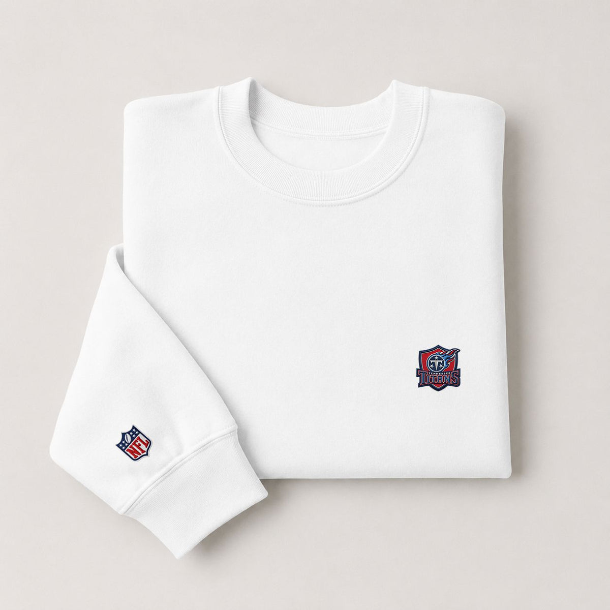 Tennessee Titans Embroidered Pat Embroidered Logo Crewneck Sweatshirt - Unisex Adult Pullover