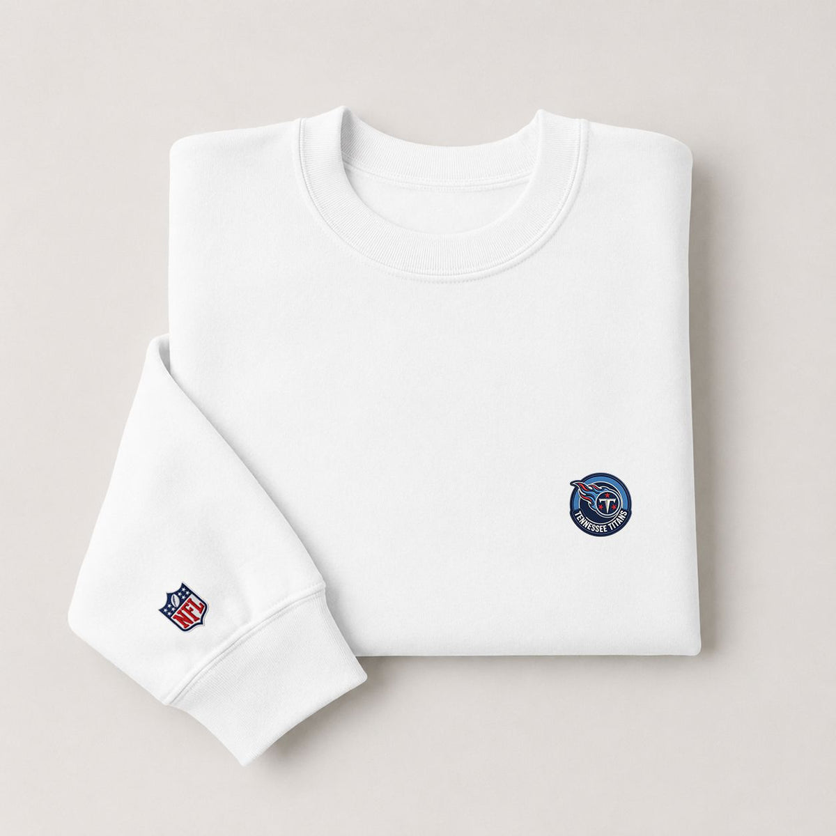 Tennessee Titans Embroidered Pat Embroidered Logo Crewneck Sweatshirt - Unisex Adult Pullover